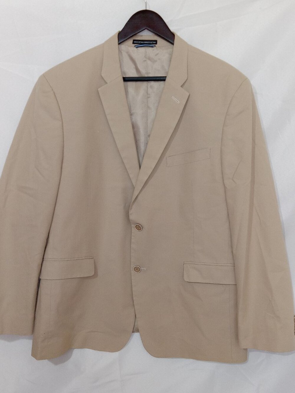 Tommy Hilfiger Mens 44R Beige Khaki Cotton Stretch Sport Coat Blazer Jacket
